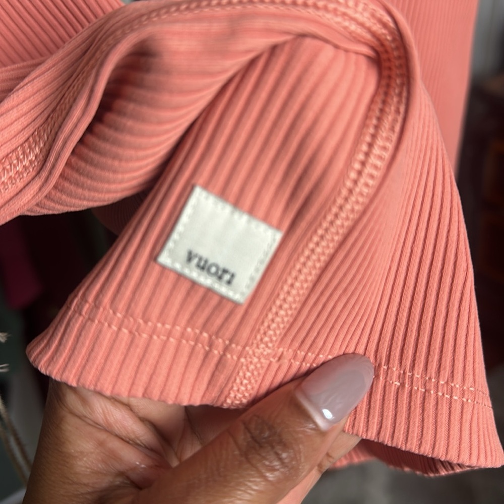 VUORI PEACHY PINK RIBBED CROP TANK TOP WOMEN’S SIZE X-LARGE - Picture 6 of 8
